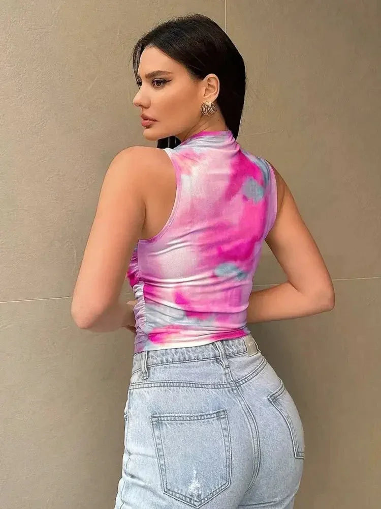 Printed Mock Neck Ruched Tank - Update AvenueFestival VibesTrendsi100100018121659100100018121659457570ed - cd2c - 4a3c - b918 - 8b5151526650 - MaxFuchsia Pink