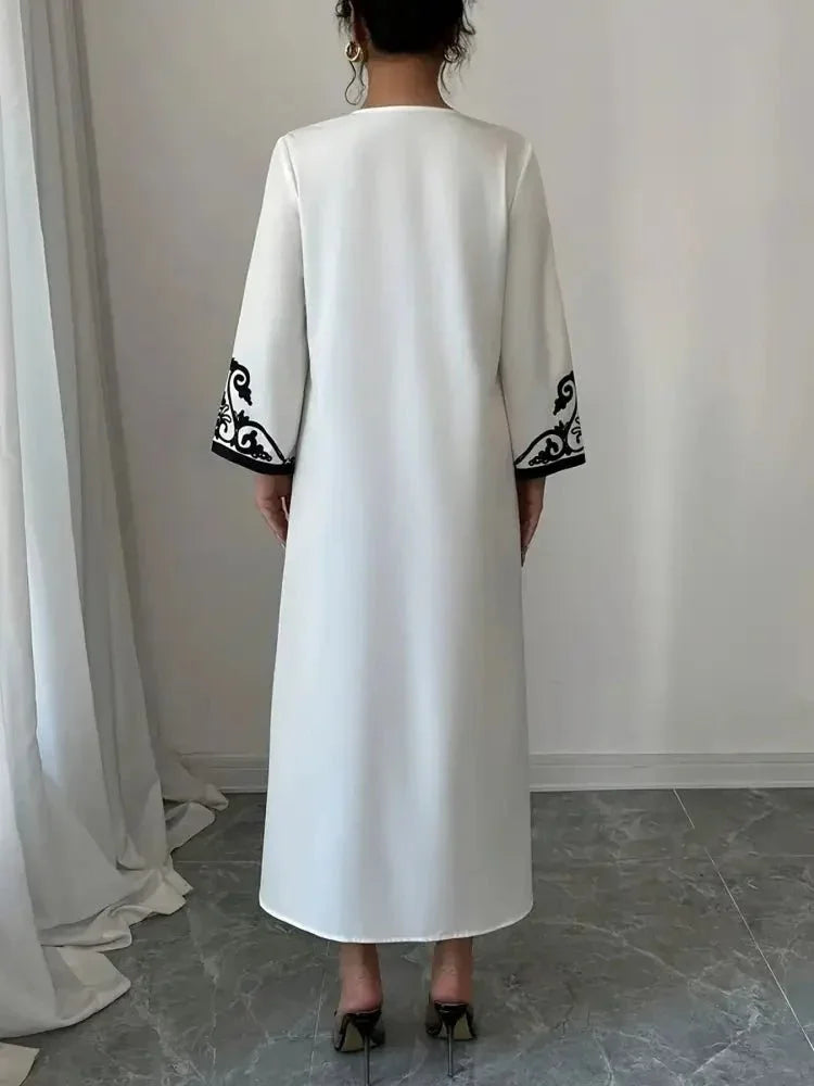 Printed Notched Long Sleeve Midi Dress - Update AvenueCasual DressesTrendsi100100610042745100100610042745Printed Notched Long Sleeve Midi DressWhite
