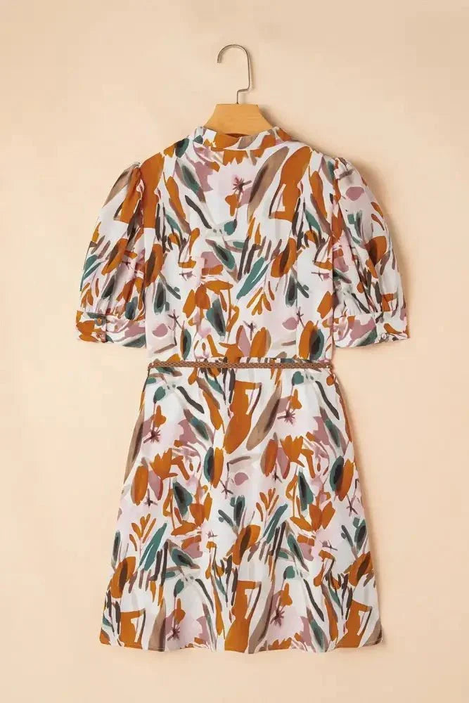 Printed Notched Short Sleeve Mini Dress - Update AvenueVacation StyleTrendsi1001003387869241001003387869245c3b1eaf - e94c - 4a36 - a69e - 967f6e7bfd9c - MaxBrown