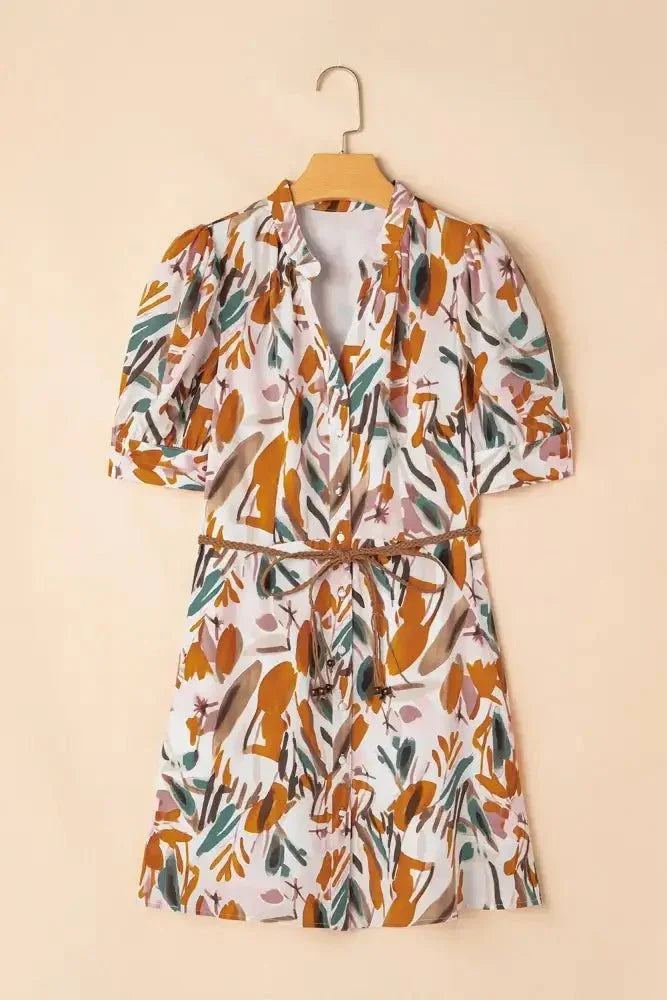 Printed Notched Short Sleeve Mini Dress - Update AvenueVacation StyleTrendsi10010033878692410010033878692484733a81 - a1cc - 462a - bebd - 1e52888fe8cb - MaxBrown