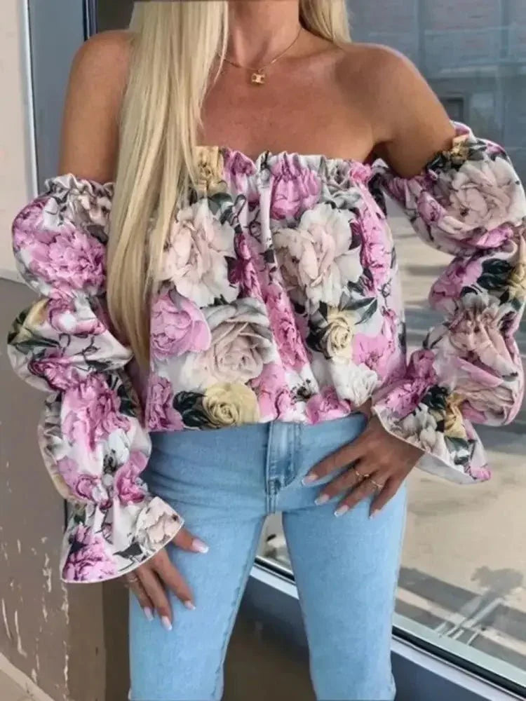 Printed Off - Shoulder Flounce Sleeve Blouse - Update AvenueVacation StyleTrendsi100100928005359100100928005359e2534616 - 9bec - 4591 - 9e7a - b4805f883508 - MaxLavender