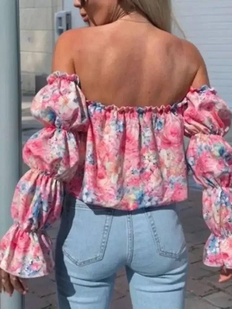 Printed Off - Shoulder Flounce Sleeve Blouse - Update AvenueVacation StyleTrendsi100100928009941100100928009941c813e640 - 729e - 4ecb - a071 - df06080eccea - MaxFuchsia Pink