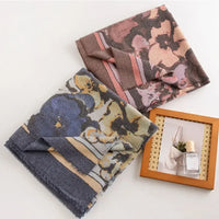 Printed Raw Hem Polyester Scarf