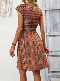 Printed Round Neck Cap Sleeve Dress - Update AvenueBoho VibesTrendsi100100123094239100100123094239f3aa6b32 - babf - 467f - 8722 - c8a45002519a - Max - OriginCaramel