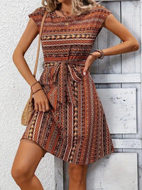 Printed Round Neck Cap Sleeve Dress - Update AvenueBoho VibesTrendsi1001001230942391001001230942395e90d5d1 - 2dc4 - 4c30 - 8ed7 - 6fe4cddd1fe1 - Max - OriginCaramel