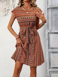 Printed Round Neck Cap Sleeve Dress - Update AvenueBoho VibesTrendsi10010012309423910010012309423938469a66 - a846 - 4110 - ab6b - 573be291c171 - Max - OriginCaramel