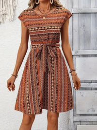 Printed Round Neck Cap Sleeve Dress - Update AvenueBoho VibesTrendsi100100123094239100100123094239b31376fe - d184 - 4ec3 - 8bec - f462c4bdbcde - Max - OriginCaramel