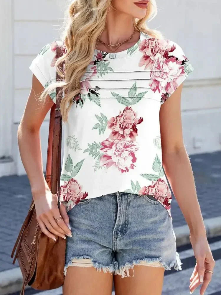 Printed Round Neck Cap Sleeve Top - Update AvenueT-ShirtsTrendsi10010072627118710010072627118727658b11 - f949 - 47ba - 9df6 - faa1119f1af1 - Max - OriginBlush Pink