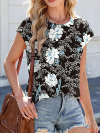 Printed Round Neck Cap Sleeve Top - Update AvenueT-ShirtsTrendsi100100726271958100100726271958df2061d6 - 14e0 - 4442 - 9242 - 865dbd15d99c - Max - OriginBlack