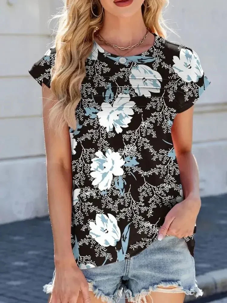 Printed Round Neck Cap Sleeve Top - Update AvenueT-ShirtsTrendsi100100726271958100100726271958a0d93748 - 1d94 - 4b55 - bb56 - e61a89fd9c70 - Max - OriginBlack
