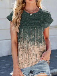 Printed Round Neck Cap Sleeve Top - Update AvenueT-ShirtsTrendsi100100726271968100100726271968ec9265ba - c24e - 45b7 - b61c - c11147556678 - Max - OriginArmy Green