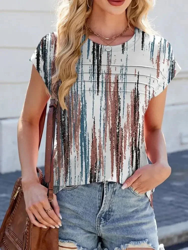 Printed Round Neck Cap Sleeve Top - Update AvenueT-ShirtsTrendsi1001007262722601001007262722603ac712a4 - a9d3 - 471c - aa31 - cb28b55c2973 - Max - OriginStripe