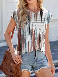 Printed Round Neck Cap Sleeve Top - Update AvenueT-ShirtsTrendsi100100726272260100100726272260c31d6832 - aff0 - 44f3 - ad2d - 47c7c99a2b41 - Max - OriginStripe
