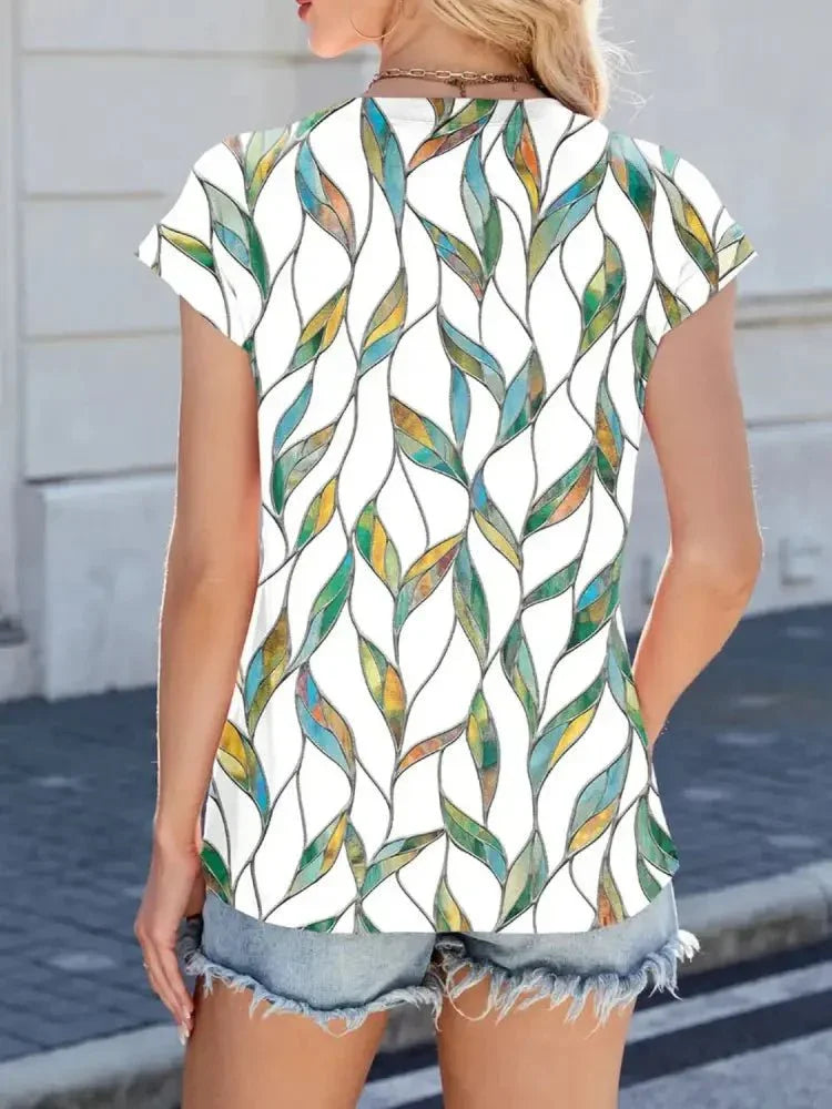 Printed Round Neck Cap Sleeve Top - Update AvenueT-ShirtsTrendsi1001007262729161001007262729166ca7e0b5 - d3ed - 4351 - 9dfa - 70c2c9da74c9 - Max - OriginTurquoise