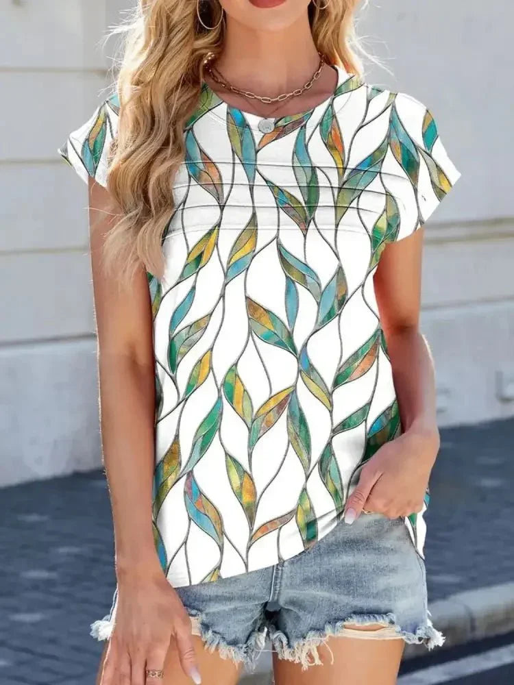 Printed Round Neck Cap Sleeve Top - Update AvenueT-ShirtsTrendsi1001007262729161001007262729162c6d24f0 - 53a1 - 4677 - b3c4 - bbaf354d0934 - Max - OriginTurquoise