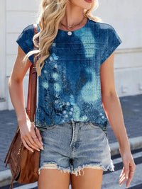 Printed Round Neck Cap Sleeve Top - Update AvenueT-ShirtsTrendsi100100726275085100100726275085142f7864 - f616 - 451c - 8589 - ba2df37b6203 - Max - OriginPeacock Blue