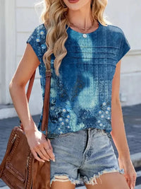 Printed Round Neck Cap Sleeve Top - Update AvenueT-ShirtsTrendsi100100726275085100100726275085ef448b7d - 334d - 477c - a2ed - 5d6c31e4781d - Max - OriginPeacock Blue