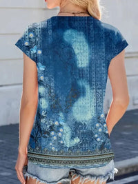 Printed Round Neck Cap Sleeve Top - Update AvenueT-ShirtsTrendsi1001007262750851001007262750859930a8dc - 987f - 4d58 - 811a - 4c80aa504f77 - Max - OriginPeacock Blue
