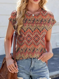 Printed Round Neck Cap Sleeve Top - Update AvenueT-ShirtsTrendsi1001007262762721001007262762728c2c8d31 - 3918 - 4bdd - b8b9 - 6187e940c1f1 - Max - OriginTerracotta