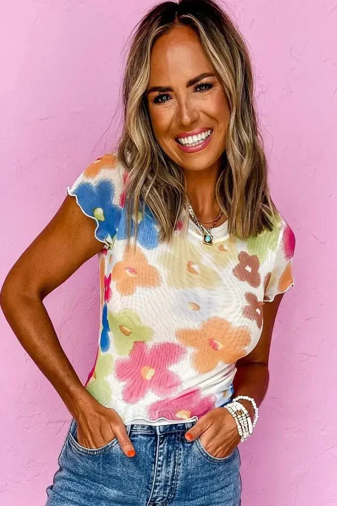 Printed Round Neck Short Sleeve Blouse - Update AvenueTrendsi100100101442871100100101442871606f3336 - 80b5 - 4cba - a3b6 - 457325e5bdcd - MaxFloral