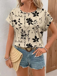 Printed Round Neck Short Sleeve Blouse - Update AvenueT-ShirtsTrendsi1001007024424071001007024424077a846247b61a4106820fbb866165cafc - Max - OriginApricot