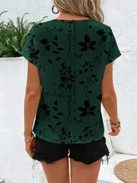 Printed Round Neck Short Sleeve Blouse - Update AvenueT-ShirtsTrendsi100100702445307100100702445307c58254ab341d4c5d9170795a0f3ee0f3 - Max - OriginGreen