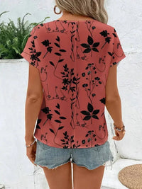 Printed Round Neck Short Sleeve Blouse - Update AvenueT-ShirtsTrendsi100100702449366100100702449366096ddc15e1784789a430030f4c68f943 - Max - OriginRed