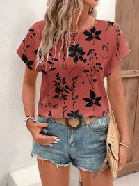 Printed Round Neck Short Sleeve Blouse - Update AvenueT-ShirtsTrendsi100100702449366100100702449366f2ee55ece85944208e299eb265e530bc - Max - OriginRed