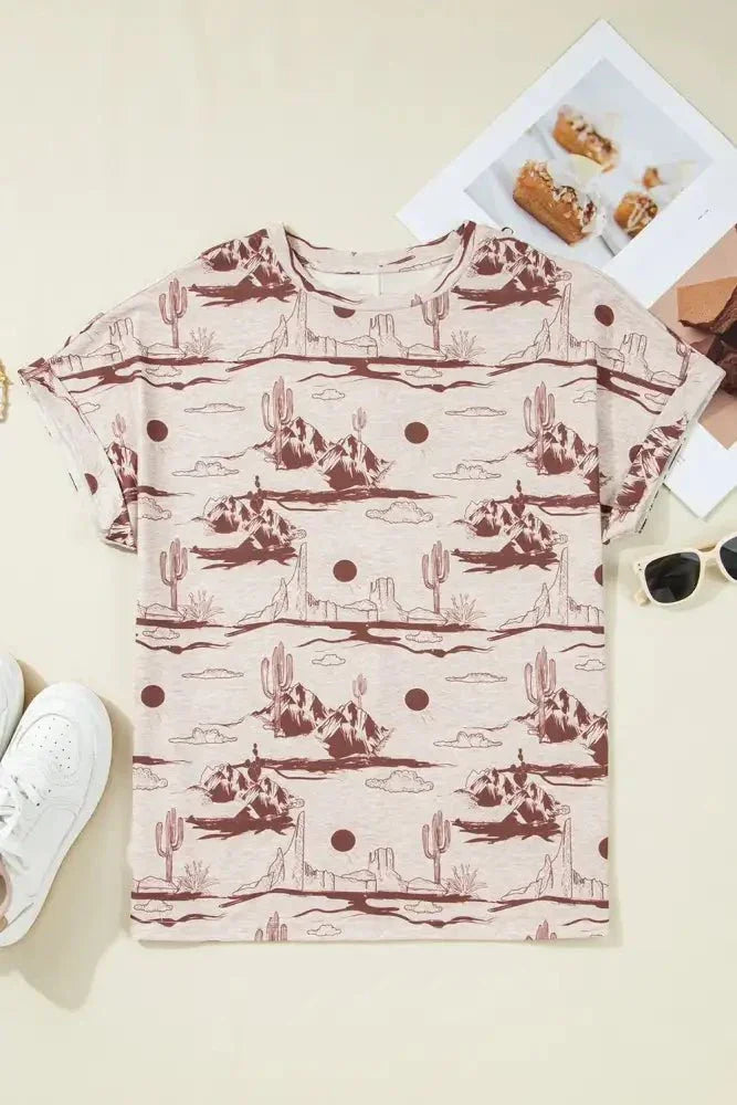 Printed Round Neck Short Sleeve T-Shirt - Update AvenueFestival VibesTrendsi100100270731334100100270731334cb83d079 - 3e0f - 4c41 - adaa - d052b19ed51e - MaxBrown