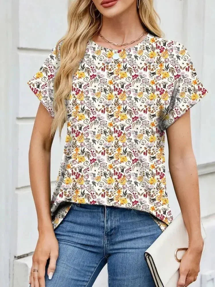 Printed Round Neck Short Sleeve Top - Update AvenueT-ShirtsTrendsi100100212581788100100212581788fedc72ed - 02fc - 414a - ad68 - 07c64e7db2cd - Max - OriginFloral