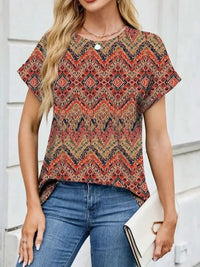 Printed Round Neck Short Sleeve Top - Update AvenueT-ShirtsTrendsi100100212581973100100212581973212b2aa8 - 0e3e - 42e3 - 9a3a - 2497dc0dd70f - Max - OriginTerracotta