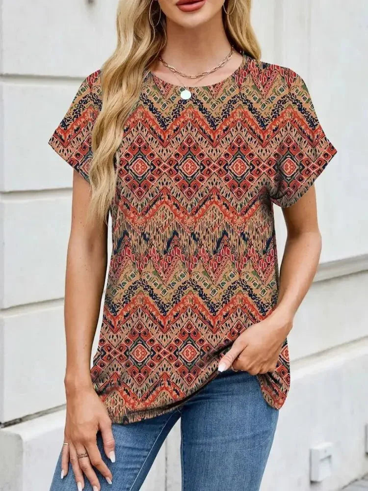 Printed Round Neck Short Sleeve Top - Update AvenueT-ShirtsTrendsi100100212581973100100212581973e6b1eab0 - 500a - 4e9c - a6d4 - 5adc2f120a31 - Max - OriginTerracotta