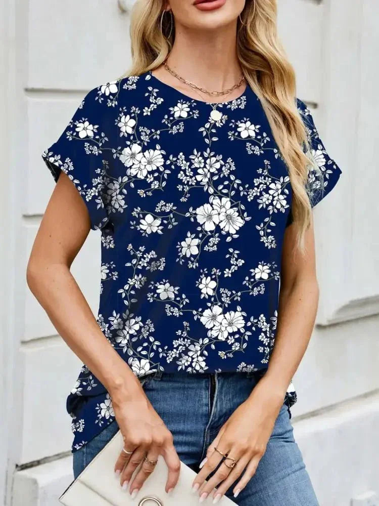 Printed Round Neck Short Sleeve Top - Update AvenueT-ShirtsTrendsi100100212584905100100212584905fc847238 - 436f - 4c65 - 9b7c - 47b2392efb7e - Max - OriginDark Blue