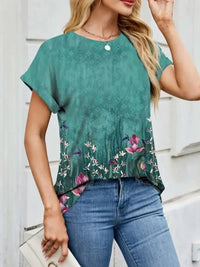 Printed Round Neck Short Sleeve Top - Update AvenueT-ShirtsTrendsi10010021258674910010021258674914d8761a - 3dcb - 4fef - ba03 - b890361af4df - Max - OriginTeal