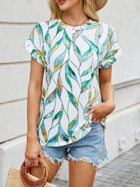 Printed Round Neck Short Sleeve Top - Update AvenueT-ShirtsTrendsi10010021258877310010021258877347817cdc - 9e1a - 472e - 9b6f - 60448a262fcc - Max - OriginTurquoise