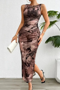Printed Ruched Slit Sleeveless Midi Dress - Update AvenueFestival VibesTrendsi100100369772933100100369772933edbe6b18 - 6c08 - 4a59 - 8f45 - c6c6910bd6eb - MaxBrown