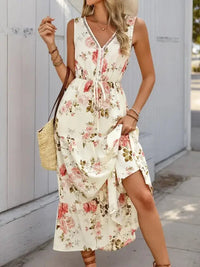 Printed Ruffled Hem V - Neck Sleeveless Dress - Update AvenueEffortless Elegance: DressesTrendsi100100182111748100100182111748eabcb24b - e630 - 4db8 - 95a4 - fe7d552dd126 - MaxCream