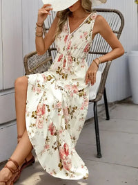 Printed Ruffled Hem V - Neck Sleeveless Dress - Update AvenueEffortless Elegance: DressesTrendsi100100182111748100100182111748892356dc - 57e1 - 473f - a228 - 9e9c6f390c9a - MaxCream