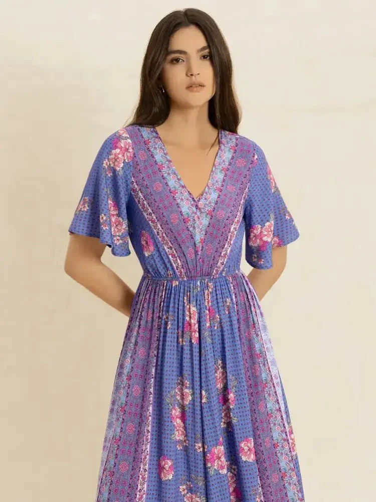 Printed Short Sleeve Midi Dress - Update AvenueBoho VibesTrendsi1001009768018881001009768018886914349b - 3bad - 44b8 - 9a31 - 114e981c1113 - Max - OriginBlue Purple