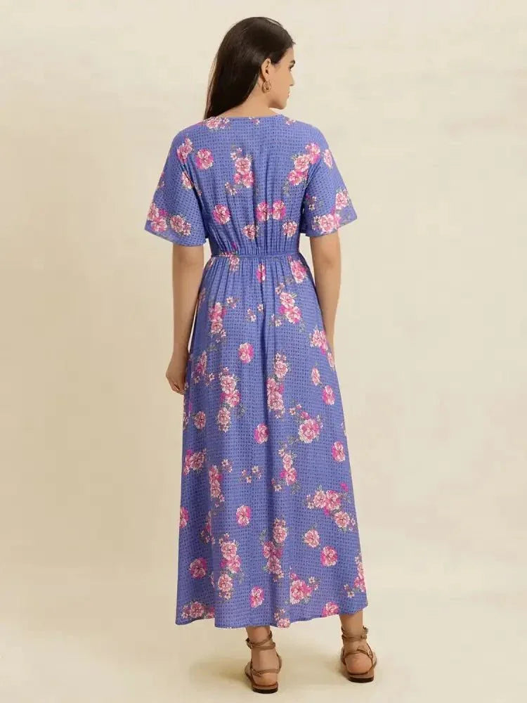 Printed Short Sleeve Midi Dress - Update AvenueBoho VibesTrendsi1001009768018881001009768018887bf7f002 - 19fa - 44df - 8e22 - 26f9118c8234 - Max - OriginBlue Purple