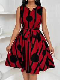 Printed Sleeveless A-Line Dress