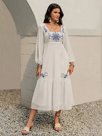 Printed Square Neck Balloon Sleeve Dress - Update AvenueBoho VibesTrendsi100100729381480100100729381480c75caf23 - fe04 - 4769 - 95f1 - 070363f2057a - MaxWhite