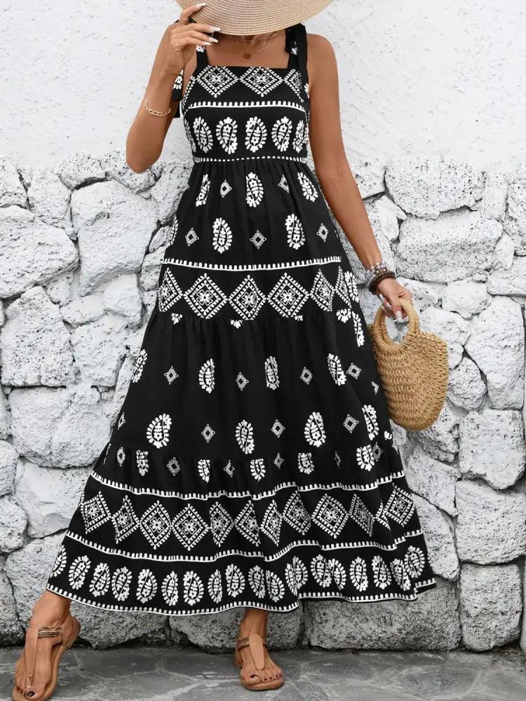 Printed Square Neck Maxi Cami Dress - Update AvenueBoho VibesTrendsi100100484861527100100484861527ad1cecb8 - 5c70 - 4480 - 98cf - 32a4f5b8b900 - Max - OriginBlack