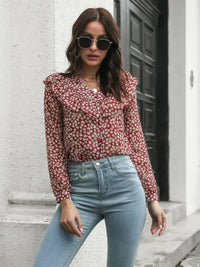 Printed Statement Collar Long Sleeve Blouse - Update AvenueTrendsi1001016810336301001016810336300f605c55cc564c329d2eb28360bd0b3a - MaxDeep Red