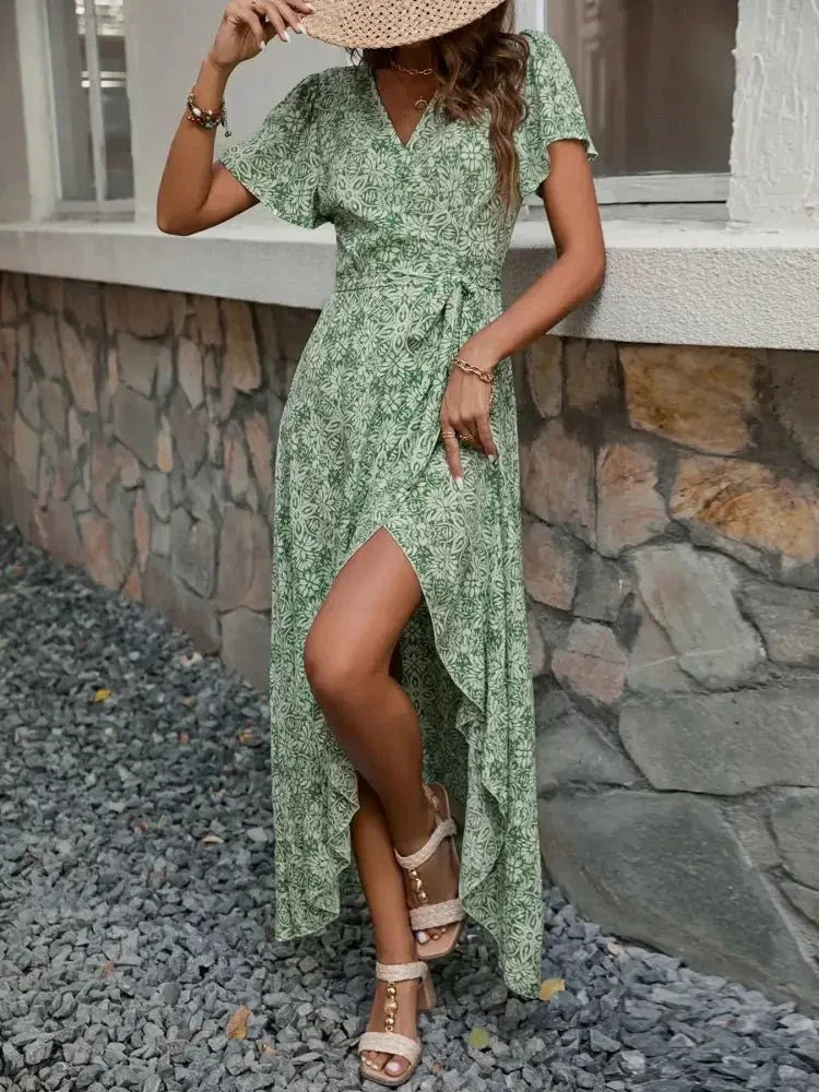 Printed Surplice Maxi Dress with Flutter Sleeves - Update AvenueTrendsi1001002933554401001002933554408375b5d6 - 4c23 - 4eda - be6e - 9160fd1f9172 - Max - OriginGreen