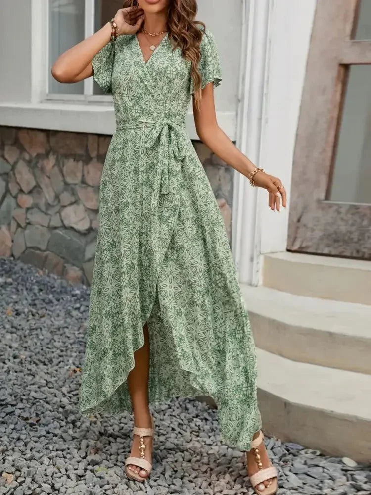 Printed Surplice Maxi Dress with Flutter Sleeves - Update AvenueTrendsi100100293355440100100293355440e680165a - beb1 - 4f03 - 9bc3 - 9cc4feb4d352 - Max - OriginGreen