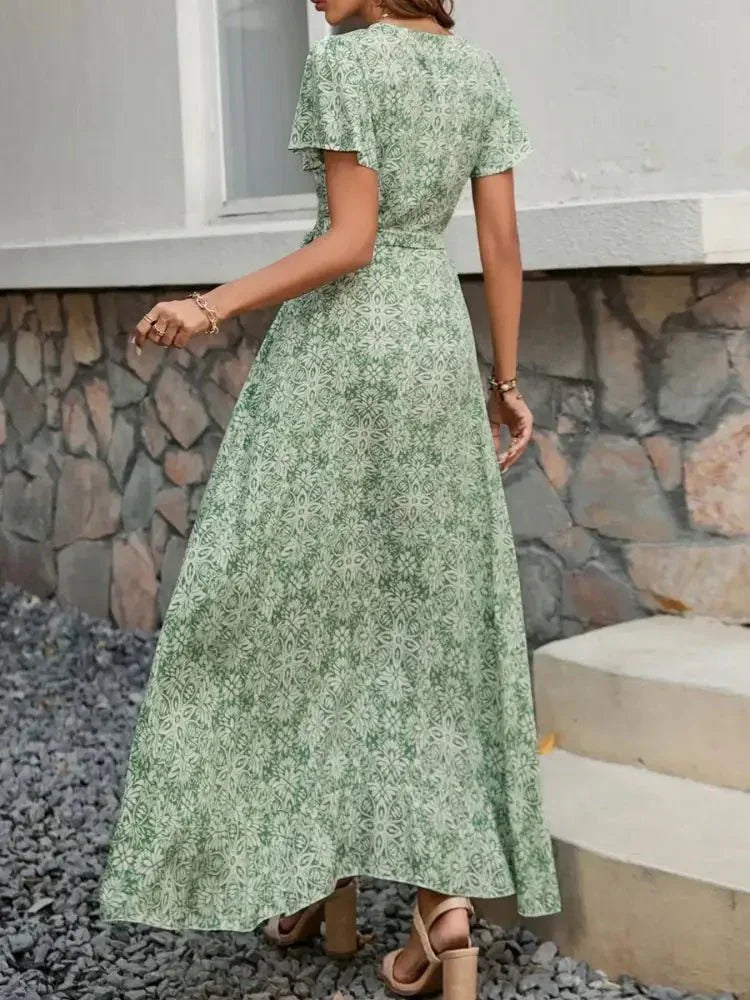 Printed Surplice Maxi Dress with Flutter Sleeves - Update AvenueTrendsi100100293355440100100293355440effdb8e8 - 8840 - 425c - 8a23 - f4e2040878a1 - Max - OriginGreen
