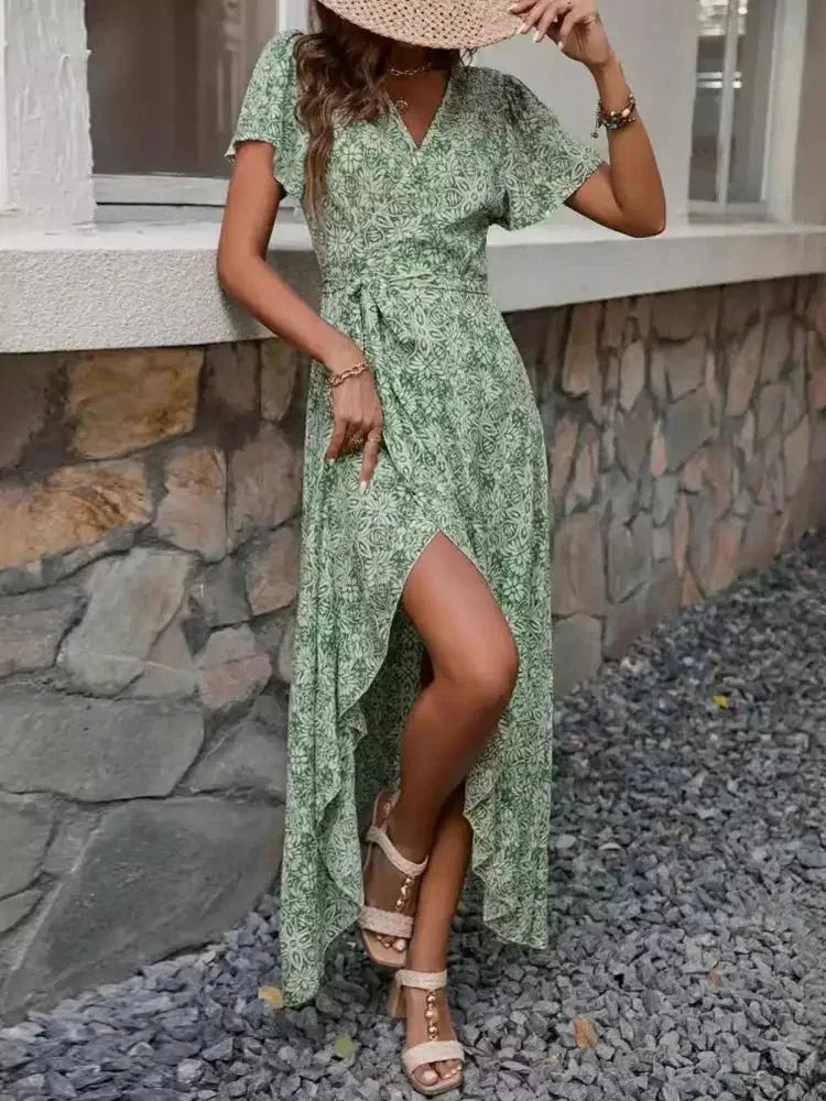 Printed Surplice Maxi Dress with Flutter Sleeves - Update AvenueTrendsi100100293355440100100293355440c42bf795 - e953 - 456e - aaa7 - 66c026cee76e - Max - OriginGreen