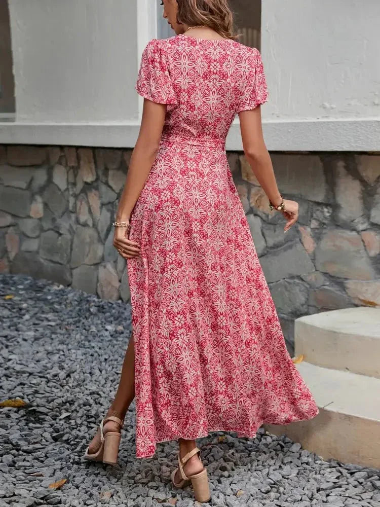 Printed Surplice Maxi Dress with Flutter Sleeves - Update AvenueTrendsi1001002933590361001002933590368fb0312c71304008b13e2eb59be720cb - Max - OriginRed