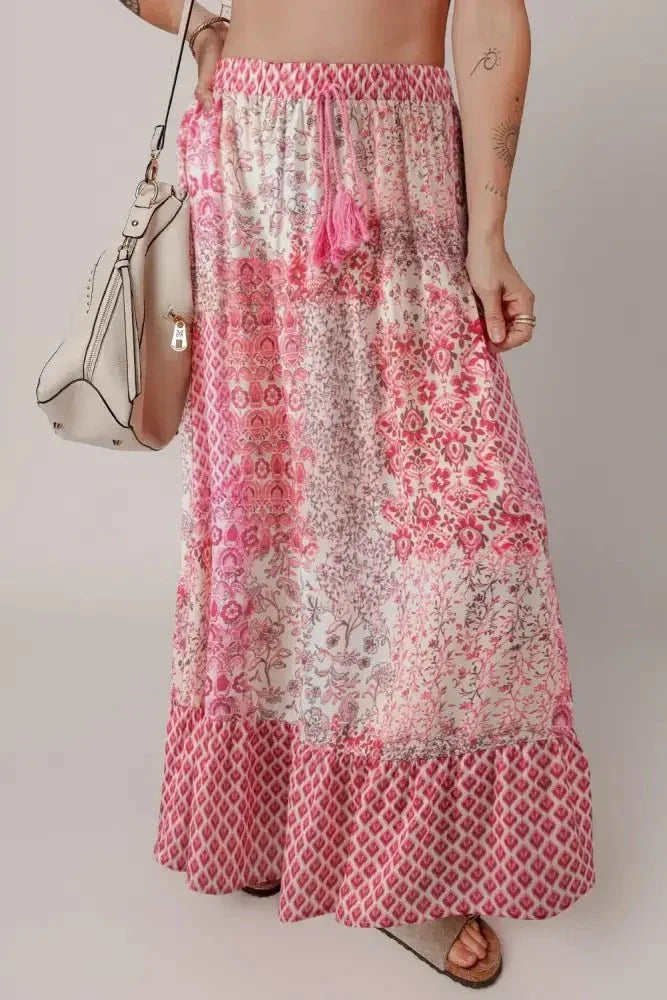 Printed Tassel Drawstring High Waist Maxi Skirt - Update AvenueFestival VibesTrendsi100100815664112100100815664112f100a1c3 - bac6 - 417e - 8784 - 341e8354e497 - MaxDusty Pink